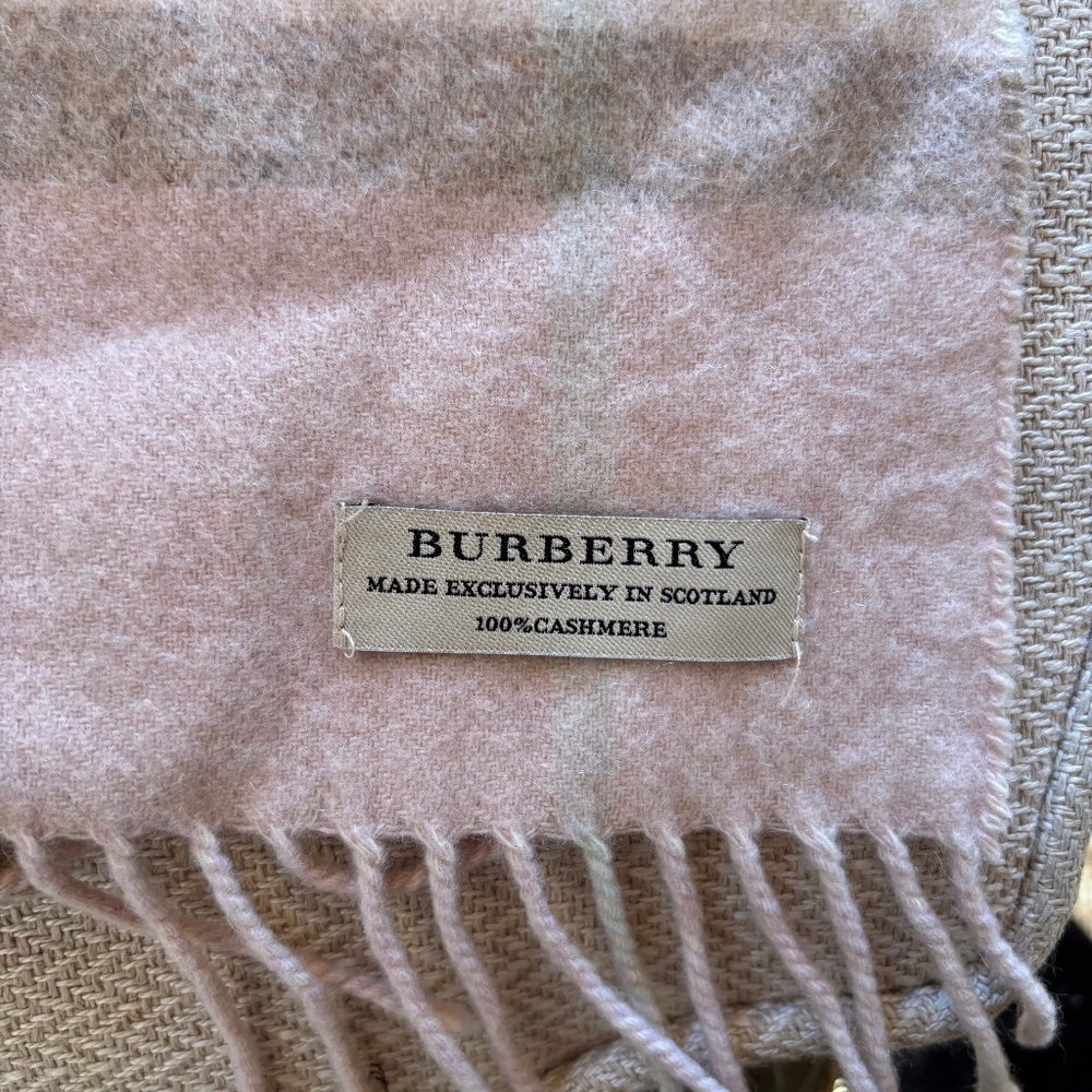 Burberry pink plaid cashmere scarf